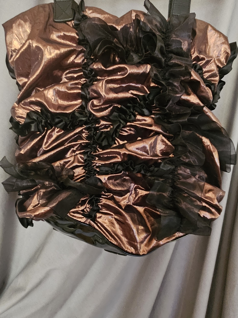 Copper And Black Ruffle Purse
